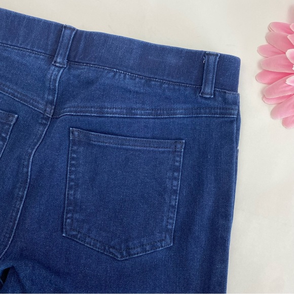 Betabrand Straight Leg Four Pocket Yoga Denim Pull On Jeans: Dark Indigo Blue - Picture 8 of 13